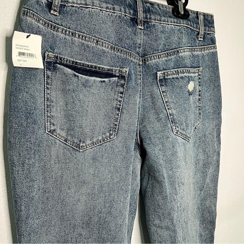 AFRM Distressed High Rise Button Fly Jeans Size 27 NWT - Picture 11 of 16